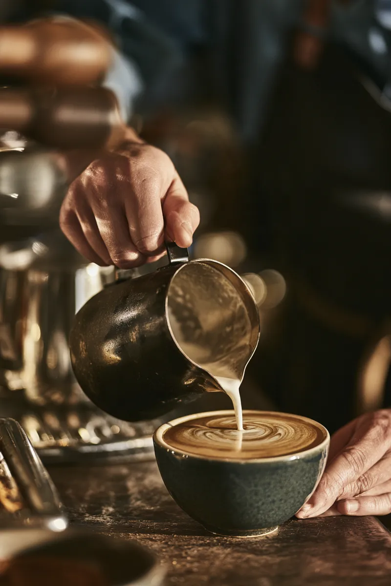 Barista pouring latte art — steady service income is a common profile among 12m payday loans borrowers
